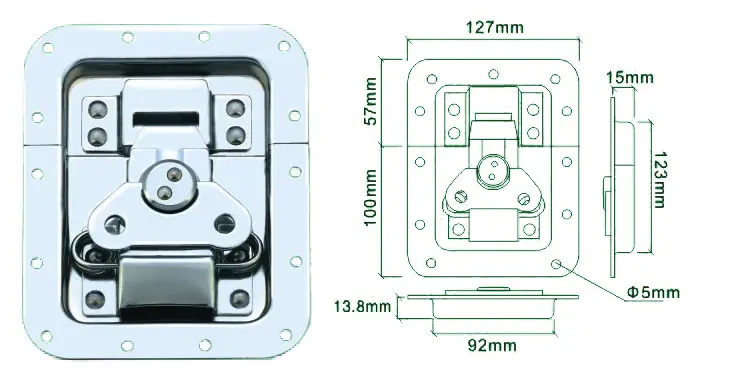 Recessed butterfly latch in dish large M915Ak7l